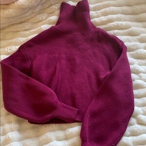 Blue Rain Red Cowl Turtleneck Sweater